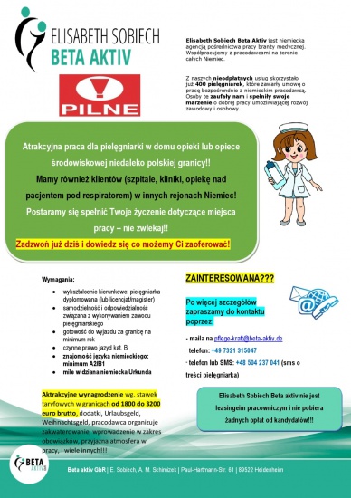 Pielęgniarka - Praca w nowoczesnych klinikach w Niemczech